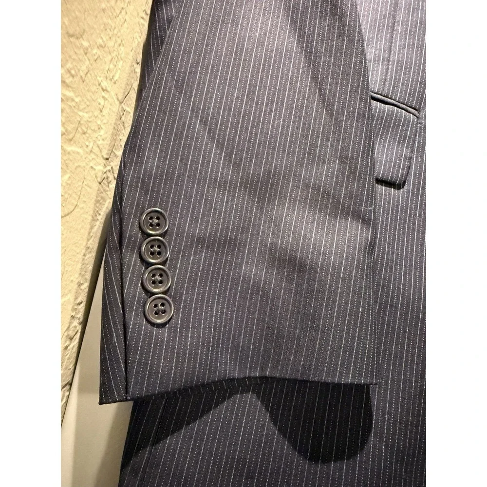 Loro Piana Fabric Men's Navy Pinstripe Blazer‎ Sport Coat 40L Wool Cremieux